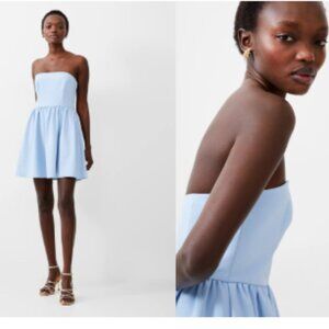 French Connection Whisper Strapless Peplum Dress Size 12 WHITE